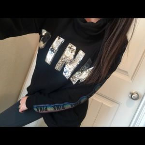 Victoria’s Secret Pink Black Cowl Bling Sweater S